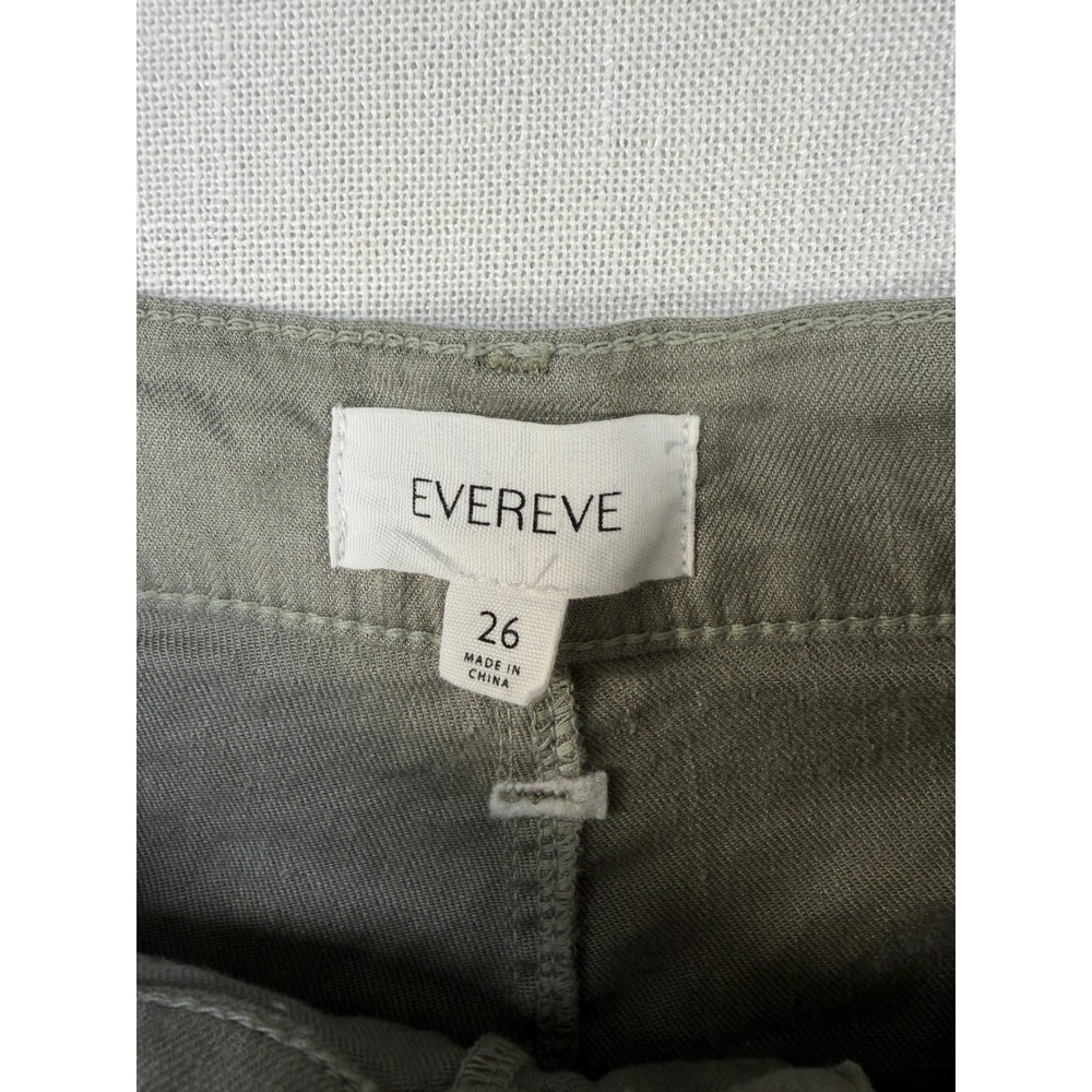 Evereve Sage Green Linen Blend Wide Leg Utility Pants Button Fly Size 26 - Picture 4 of 8